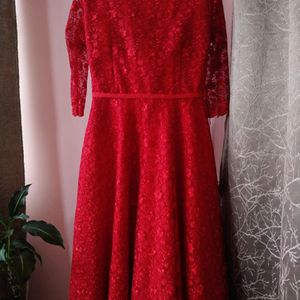 Elegant Red Lace Dress