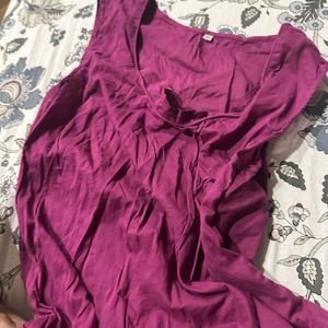 Purple Biba Cut Sleves Kurti Plain And CoolUnused