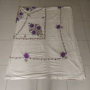 Unused Cotton Double Bedsheet With Embroidery