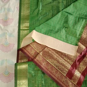 Green And maroon Saree