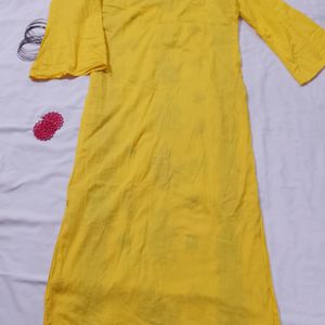 Yellow Embroidery Work Kurta Set