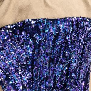 Shein Style Sequin Blue Bodycon Mini Skirt