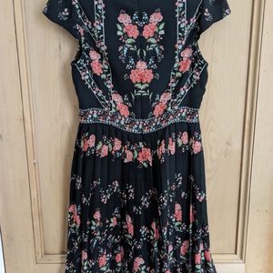 Pleated Floral Dress