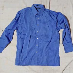 Size:44"in Men's Formal Blue Linen Pattern Shirt