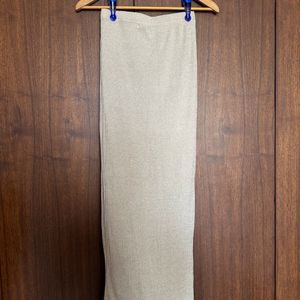 Beige Front Slit Maxi Skirt