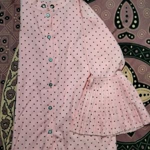 Baby Pink Colour Designer Printed Shirt