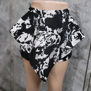 Black White Printed Short Cum Skirt