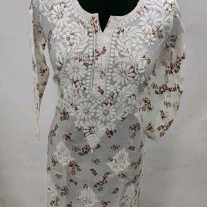 Pure cotton original mulmul chikankari work Kurti