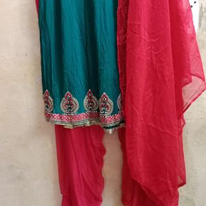 Women's A-line Frock Suit salwar Dupatta