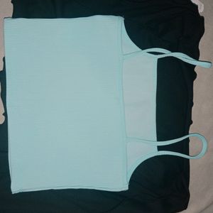 Set Of Tie up Cardigan & cyan top