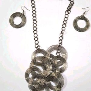 Oxidized Necklace with Earrings