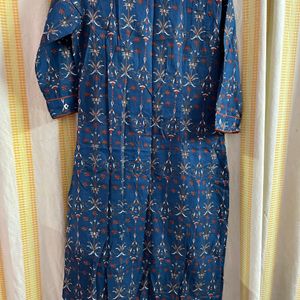 Blue and Red Kurti with Mirror work