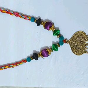 Women Gold Toned Handcrafted Multicolour Necklace