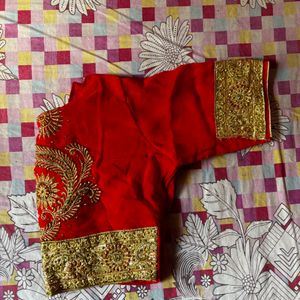 Red Wedding Heavy Stone Work Saree With Blouse