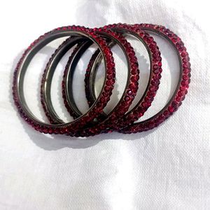 Beautiful Maroon Stone Bangles