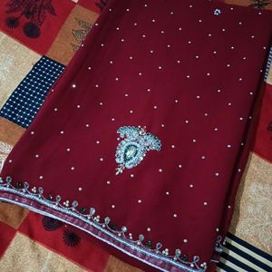 Zari Work Marron Saree❤️❤️