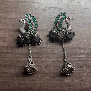 Meenakari Peacock Jhumkas