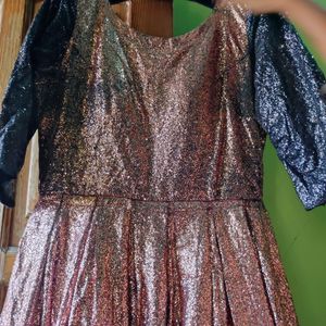 Shimmer Evening Gown Black And Copper Combo