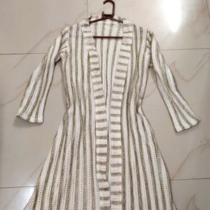 White And Golden Shrug Or Sweater Dress