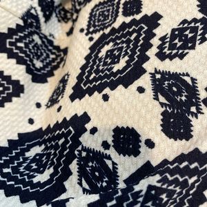 White And Navy Blue, Patterned Jacket