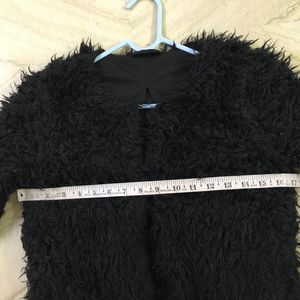 Black Teddy Fur/ Fluffy Shrug With Pockets