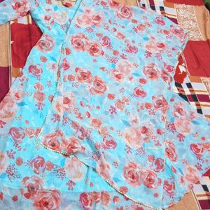 New/Unused Blue Georgette Gown With Dupatta