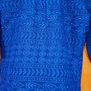 Navy Blue Chikankari Embroidery Kurti