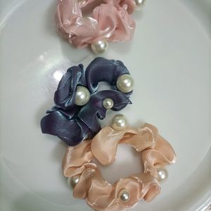 Organza Pearl Scrunchies