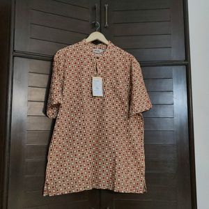 Fabindia Beige Cotton Bagru Printed Shirt