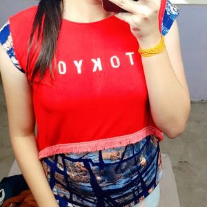 Beutiful Red &Blue Top♥️