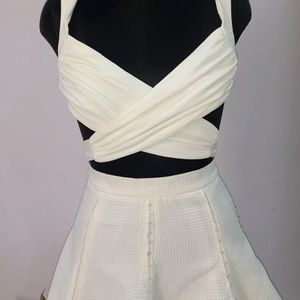 White Criss-cross Trendy Style Top