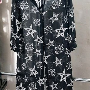 Casual Long Star Print Georgette Shirt