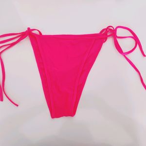 Pink Thong With Tie Ups