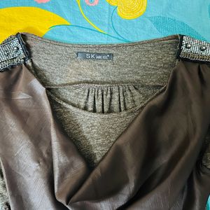 Designer Embellished Chocolate Brown Party Top