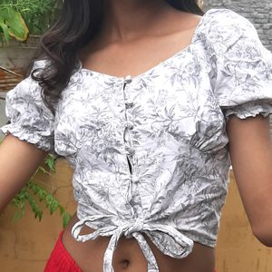 white floral crop top