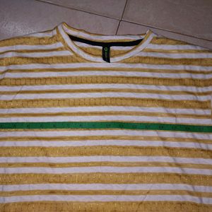 Mustard Colour Striped Crop Top