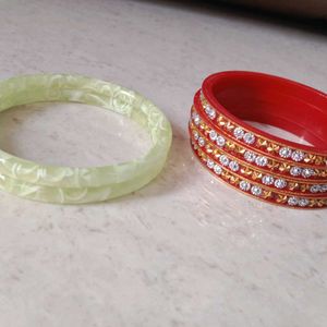 Red And Green Combination Bangles