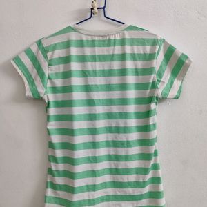 Green and White Tee