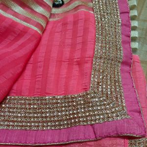 Beautiful Peach Chiffon Saree