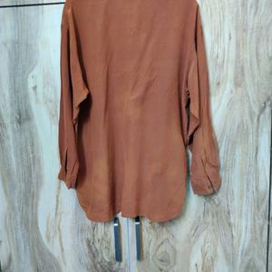 Brown Embroidery Work Shirt Size-44