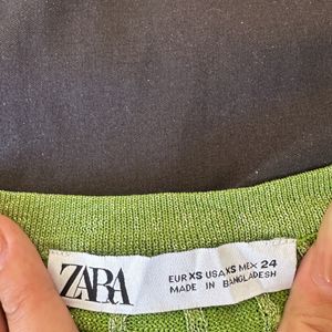 Zara green knitted glitter tank top