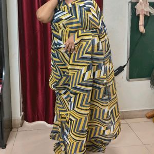 Pre Draped Gown Saree Xl Size Detachable Duptta