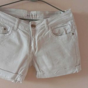 A White Colour Denim Short