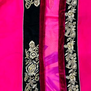 Half-Half style Beautiful Beige-Pink Saree