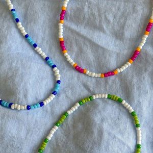 Combo Pack Of 3 Beaded Neckpieces 💙💚💗