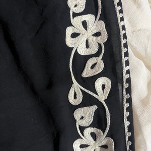 Black Kafthan Dress With White Thread Embroidery