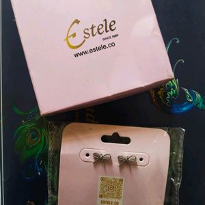 Cute Bow Silver Oxidised Earring From Estele