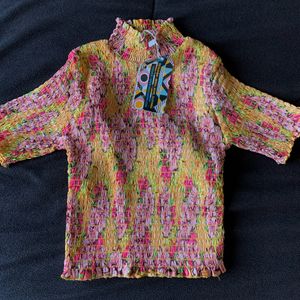 Smocking Floral Top