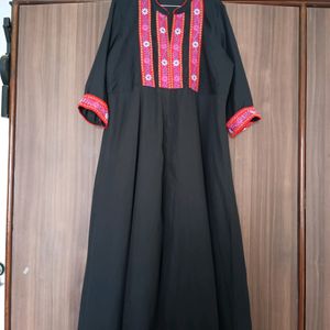 Anouk A Line Black Kurta With Front Slit  XL Size