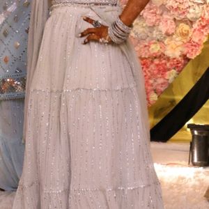 One Time Use Silver Lehenga